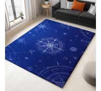 Tapis Chambre Enfant Bleu Foncé, Motifs Géométriques Modernes Étoiles Et Mystérieux - Tapis Enfant Facile d'entretien et Doux pour Chambres à Coucher Salle de Jeu Chambre Fille Garçon Bébé 60 x 90 cm