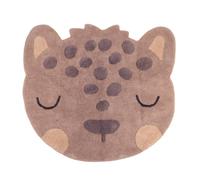 Tapis Chambre Enfant Coton Lavable Petit Léopard Little Sören Marron 100X100