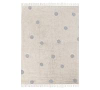 Tapis Chambre Enfant Espace de Jeu 140 x 200 cm Motif à Pois en Coton Beige et G