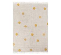 Tapis Chambre Enfant Espace de Jeu 140 x 200 cm Motif à Pois en Coton Beige et J