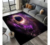 Tapis Chambre Enfant Fille Garcon Ado Adulte Tapis Sol Gaming 3D Gamer Antidérapant Lavable Carpet Flanelle Douce Motif Ciel Étoilé Galaxie Style Spatial Deco Chambre Gaming (Couleur 1,120x160cm)