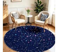 Tapis Chambre Enfant Fille Garçon Rond Ø 120 cm Dessin Animé Tapis de Sol Décoration Antidérapant - Doux Rampant pour Salon Cuisine Table Basse Table de chevet, Ciel Étoilé Galaxie Univers Nébuleuse