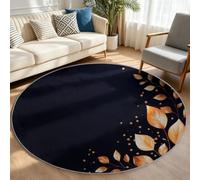 Tapis Chambre Enfant Fille Garçon Rond Ø 80 cm Minimaliste Moderne Tapis de Sol Décoration Antidérapant - Doux Rampant pour Salon Cuisine Table Basse Table de chevet, Feuilles Tropicales Taches