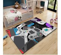 Tapis Chambre Enfant Moderne Gamer - FREOSEN - Rectangulaire - 120x160cm - Synthétique - Enfant - Gris, Noir