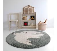 Tapis Chambre Enfant Petit Oiseau Bohemian Bird Aqua Diam 120cm