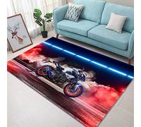 Tapis Chambre Moto Créative Ado Garcon Enfant Adulte,Tapis De Salon Bain Home Antiderapant 3D Décoration Tapis Poil Ras Flanelle Tout Doux 50 X 80 Cm