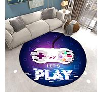 Tapis Chambre Rond Gamer 3D Manette Ado Enfant Garcon Adulte Tapis De Salon Antiderapant Graffiti Console De Jeu Décoration Tapis Noir Purple Flanelle Antiderapant Carpets (Couleur 2,140cm)
