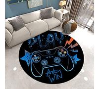 Tapis Chambre Rond Gamer 3D Manette Ado Enfant Garcon Adulte Tapis De Salon Antiderapant Graffiti Console De Jeu Décoration Tapis Noir Purple Flanelle Antiderapant Carpets (Couleur 1,100cm)