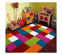 Tapis Chambre Tissé Motif Damier Carreaux Multicolore 80X150