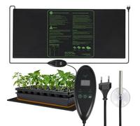 Tapis chauffant 160 W pour plantes avec thermostat numérique, 50 × 120 cm, avec fonction minuterie, tapis chauffant pour germination, culture, serre d'intérieur et hydroponique
