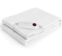 Tapis chauffant électrique pour matelas - EU-MP2412 - 6 niveaux de chauffage - Arrêt automatique après 8 heures - 100 W - Lavable en machine - Coton - Blanc