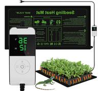 Tapis chauffant pour plantes - Culture de semis - Stimulation de la germination - Avec minuterie et thermostat - 54 x 27 cm - Noir