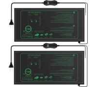 Tapis chauffant pour semis - Chauffage pour jeunes plants - Culture de plantes - Thermostat intégré - 2 tapis de 25x52 cm - Noir