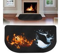 Tapis Cheminée Anti Feu, Afenau 100x50 cm Plaque Anti Feu pour Poele A Bois, Semi-Circulaire Tapis Anti Feu Devant Cheminee, Tapis Ignifuge pour Sécurité Incendie à lintérieur et à lextérieur