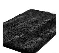 Tapis chenille absorbant pour sols de salle de bain, densité de poils optimisée et design arrière pour un contact constant (noir)
