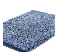 Tapis chenille absorbant pour sols de salle de bain, densité de poils optimisée et design arrière pour un contact constant (bleu)
