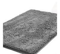 Tapis chenille absorbant pour sols de salle de bain, densité de poils optimisée et design arrière pour un contact constant (gris foncé)