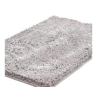 Tapis chenille absorbant pour sols de salle de bain, densité de poils optimisée et design arrière pour un contact constant (gris clair)