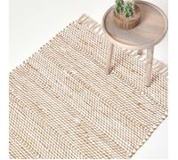 Tapis Chindi en chanvre à motif chevron gris et blanc - Horizon - 90 x 150 cm