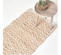 Tapis Chindi en chanvre à motif losanges gris et blanc - Sierra - 66 x 200 cm