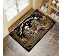 Tapis Cimetière Crânes Dessin Animé - Paillasson Antidérapant Affiches Lecture Amusantes 40X60Cm,Tapis Ď'Entrée En Lavable,Paillasson De Bienvenue Noir Marron Pour Porte Đ'Entrée Salle Ďe Bain Chambre