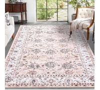 Tapis classique vintage oriental lavable antidérapant anti-salissure salon chambre salle manger rose 160×230cm
