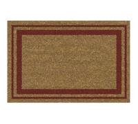 Tapis coco naturel bordures rouge 40x60cm