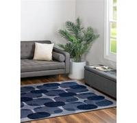 Tapis - Collection Cafe Beneffito - Night Shift - Tapis à Motifs, Finition Artisanale, Tissage en Belgique - Tapis d'intérieur moderne et doux - Rectangulaire - 80 x 150 cm BLEU G