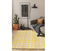 Tapis - Collection Caro - Bright Yellow - Tapis à Motifs, Finition Artisanale, Tissage en Belgique - Tapis d'intérieur moderne et doux -