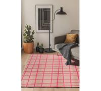 Tapis - Collection Caro - Hot Pink - Tapis à Motifs, Finition Artisanale, Tissage en Belgique - Tapis d'intérieur moderne et doux - Rectangulaire -