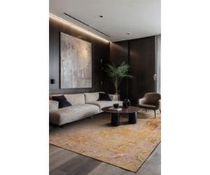 Tapis - Collection Heris Beneffito - Golden Wall - Tapis à Motifs, Finition Artisanale, Tissage en Belgique - Tapis d'intérieur moderne et doux - Rectangulaire - 170 x 240 cm GOLD G