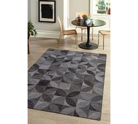 Tapis - Collection Rondo - Charcoal - Tapis à Motifs, Finition Artisanale, Tissage en Belgique - Tapis d'intérieur moderne et doux - Rectangulaire -