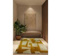 Tapis - Collection Skip Beneffito - Calisson - Tapis à Motifs, Finition Artisanale, Tissage en Belgique - Tapis d'intérieur moderne et doux - Rectangulaire - 240 x 340 cm Jaune G