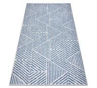 Tapis COLOR 47176360 SISAL lignes triangles zigzag beige / bleu 140x200 cm