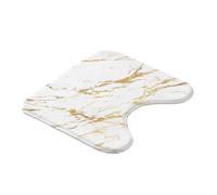 Tapis Contour WC Imprimé ""Aquamarbre"" 45cm Blanc & Or