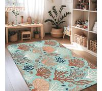Tapis corail, coquillage naturel côtier, algues, turquoise, antidérapant, doux, résistant aux taches, pour salon, chambre à coucher, sous table, décoration de salle à manger, 1,2 x 1,8 m
