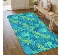 Tapis corail, motif algues tropicales côtières, bulles, bleu sarcelle, antidérapant, résistant à la décoloration, pour salon, chambre à coucher, couloir, bureau, décoration de bureau, 1,5 x 2,1 m