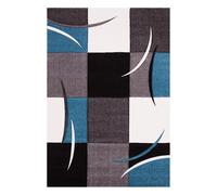 tapis couloir 40x60 tissé bleu rectangle motif damier LYN8 COMMA
