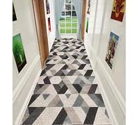 Tapis Couloir Antidérapant Lavable Moderne Géométrique Fin 0.6cm,0.8m x 2m | Tapis de couloir fin 0.6cm lavable avec envers antidérapant et motif géométrique moderne pour intérieur