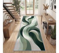 Tapis Couloir Long 80 x 240 cm Courbes Géométriques Lavable Machine Tapis | Blocs De Couleur Fluides Tapis De Passage Antiderapant Doux Poil Ras, Paillasson Cuisine Salle A Manger Chambre