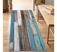Tapis Couloir Long 80 x 300 cm Antidérapant, Rustique Effet Vieilli Abstrait Planches En Bois Tapis de Passage Lavable pour Cuisine, Chambre, Balcon, Doux Poil Ras Descente de Lit, Multicolore