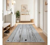 Tapis Couloir Long Doux Antidérapant 80 x 300 cm, Minimaliste Effet Vieilli Planches De Bois Tapis de Cuisine Antidérapant et Lavable en Machine, Gris Doux Tapis de Passage pour Entrée, Chambre