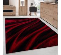 Carpettex Moderne Tapis Salon Tapis Chambre Rouge 240 x 340 cm - Tapis à Poils Courts, a Poil Ras, Conception de Vagues abstraites Doux et Moelleux - Tapis Cuisine Moquette Salle de Sejour