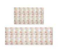 Tapis Cuisine 40X120Cm Géométrie Beige Tapis De Cuisine 2 Pièces,Cuir Antidérapant Lavable,Imperméable À l'eau Et À l'huile,pour Couloir, Salle Manger, Entrée Et Porte