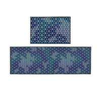 Tapis Cuisine 40X120Cm Géométrie Blanche Tapis De Cuisine 2 Pièces,Cuir Antidérapant Lavable,Imperméable À l'eau Et À l'huile,pour Couloir, Salle Manger, Entrée Et Porte
