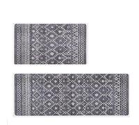 Tapis Cuisine 40X120Cm Géométrie Grise Tapis De Cuisine 2 Pièces,Cuir Antidérapant Lavable,Imperméable À l'eau Et À l'huile,pour Couloir, Salle Manger, Entrée Et Porte