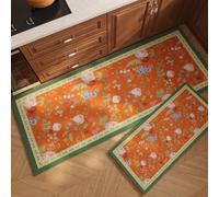 Tapis Cuisine 40X60Cm+40X120Cm Orange Violet Mode Lavables 2 Pièces,Tapis Cuisine Devant Evier Cuir,Durable Facile À Nettoyer pour Plan De Travail Ou Bureau Debout
