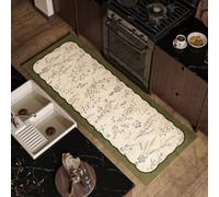 Tapis Cuisine 40X60Cm+40X120Cm Plantes Noires Mode Lavables 2 Pièces,Tapis Cuisine Devant Evier Cuir,Durable Facile À Nettoyer pour Plan De Travail Ou Bureau Debout