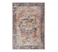 Tapis cuisine 80 x 150 cm, rose, bleu, beige, kilim motif oriental, original et hydrofuge