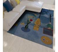 Tapis d’Espace Nature Morte Vase 120x150 Tapis dortoir Table intérieure Fleurs Petits Bleus pour Chambre Peinture Huile Lavable Moquette antidérapante pour Cuisine Salon Chevet entrée